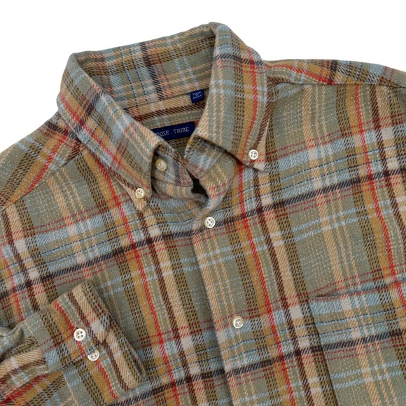 McKenzie Tribe Mens Plaid Button Up Heavy Flannel Shirt - Made In Italy - Medium - Picture 1 of 5